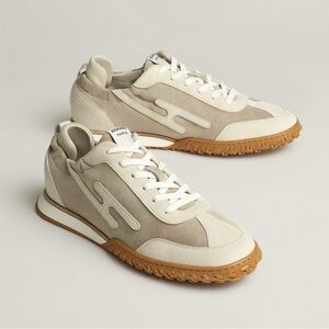 Hermès Gray and White Casual Sneakers